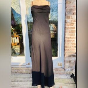Vintage 90s/Y2K Black Chiffon Drape Prom Dress